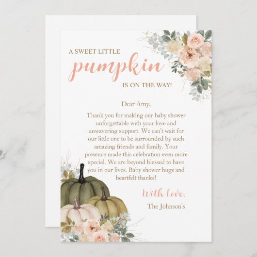 Sweet Little Pumpkin Autumn Baby Shower Einladung (Vorne/Hinten)