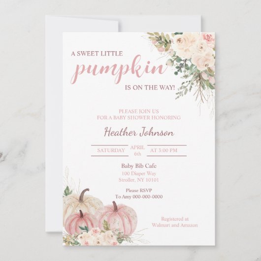 Sweet Little Pumpkin Autumn Baby Shower Einladung (Vorderseite)