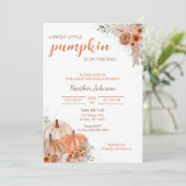Sweet Little Pumpkin Autumn Baby Shower Einladung (Stehend Vorderseite)