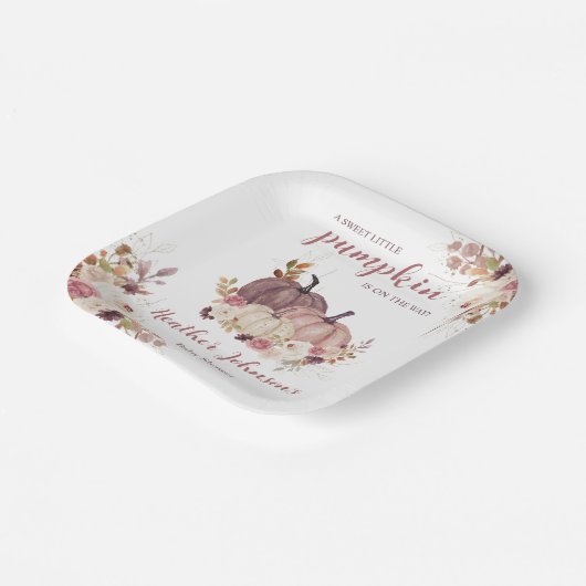 Sweet Little Pumpkin Autumn Baby Shower Einladung Pappteller (Gewinkelt)