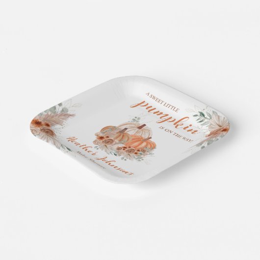 Sweet Little Pumpkin Autumn Baby Shower Pappteller (Gewinkelt)