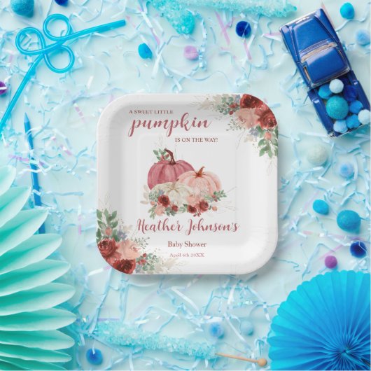 Sweet Little Pumpkin Autumn Baby Shower Pappteller (Party)