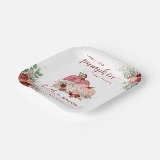 Sweet Little Pumpkin Autumn Baby Shower Pappteller (Gewinkelt)