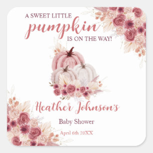 Sweet Little Pumpkin Autumn Baby Shower Quadratischer Aufkleber