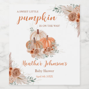 Sweet Little Pumpkin Autumn Baby Showlabel Weinetikett