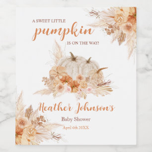 Sweet Little Pumpkin Autumn Baby Showlabel Weinetikett