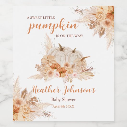 Sweet Little Pumpkin Autumn Baby Showlabel Weinetikett (Einzelnes Label)