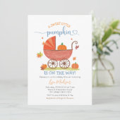 Sweet Little Pumpkin Baby Carriage Baby Dusche Einladung (Stehend Vorderseite)
