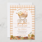 Sweet Little Pumpkin Baby Carriage Baby Dusche Einladung (Vorderseite)