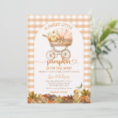 Sweet Little Pumpkin Baby Carriage Baby Dusche Einladung (Stehend Vorderseite)