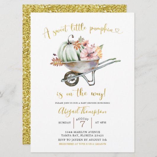 Sweet Little Pumpkin Baby Dusche Einladung (Vorne/Hinten)