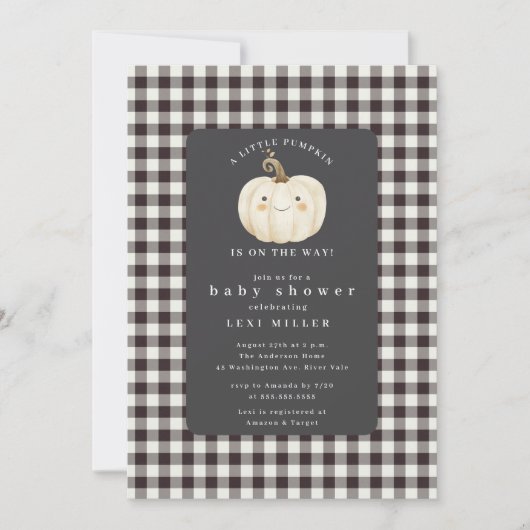 Sweet Little Pumpkin Baby Dusche Einladung (Vorderseite)