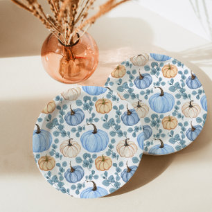 Sweet Little Pumpkin Blue Autumn Baby Dusche Pappteller