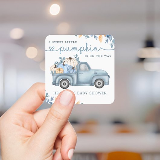 Sweet Little Pumpkin Blue Autumn Baby Dusche Quadratischer Aufkleber