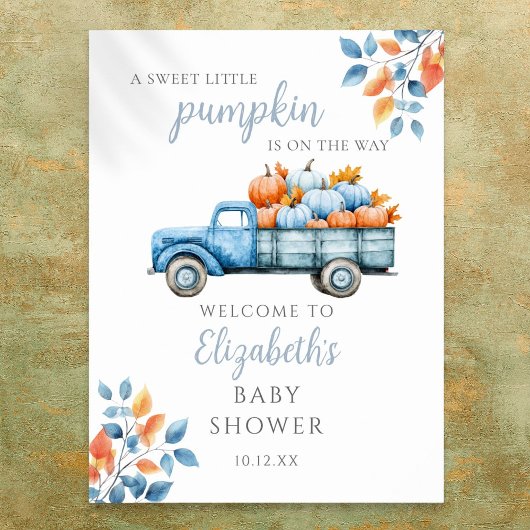Sweet Little Pumpkin Blue Baby Dusche Begrüßungsze Poster