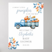 Sweet Little Pumpkin Blue Baby Dusche Begrüßungsze Poster (Vorne)