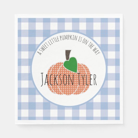 Sweet Little Pumpkin Blue Buffalo Kariert Boy Dusc Serviette (Vorderseite)