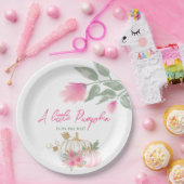Sweet Little Pumpkin Blush Pink Gold Weiße Blüte Pappteller (Party)