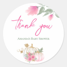 Sweet Little Pumpkin Blush Pink Gold Weiße Blüte Runder Aufkleber