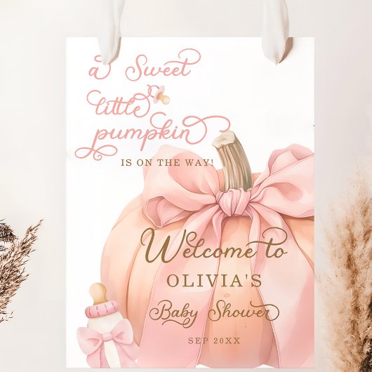 Sweet Little Pumpkin Bow Baby Dusche Willkommen Poster