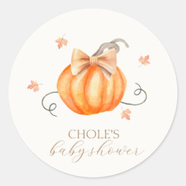 Sweet Little Pumpkin Bow Fall Baby Dusche Runder Aufkleber
