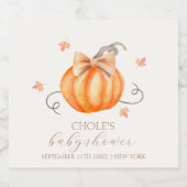 Sweet Little Pumpkin Bow Fall Baby Dusche Schaumweinetikett (Einzelnes Label)
