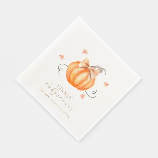 Sweet Little Pumpkin Bow Fall Baby Dusche Serviette (Ecke)
