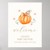 Sweet Little Pumpkin Bow Fall Baby Dusche Willkomm Poster (Vorne)