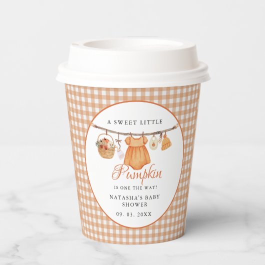 Sweet Little Pumpkin Fall Babydusche Pappbecher (Rückseite)