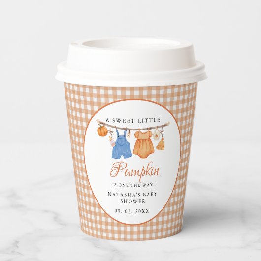 Sweet Little Pumpkin Fall Babydusche Pappbecher (Rückseite)