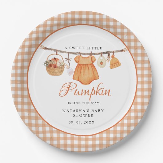 Sweet Little Pumpkin Fall Babydusche Pappteller (Vorderseite)