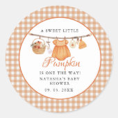Sweet Little Pumpkin Fall Babydusche Runder Aufkleber (Vorderseite)