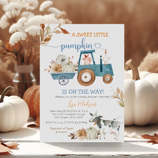 Sweet Little Pumpkin Fall Farm Animals Baby Dusche Einladung