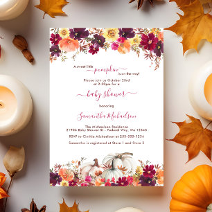 Sweet Little Pumpkin Fall Floral Baby Dusche Einladung