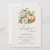 Sweet Little Pumpkin Floral Fall Babydusche Einladung (Vorderseite)