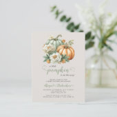 Sweet Little Pumpkin Floral Fall Babydusche Postkarte (Stehend Vorderseite)