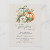 Sweet Little Pumpkin Floral Fall Babydusche Postkarte (Vorderseite)