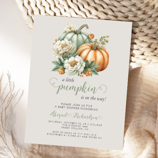 Sweet Little Pumpkin Floral Fall Babydusche Postkarte