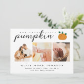 Sweet Little Pumpkin Foto Fall Baby Ankündigung (Stehend Vorderseite)