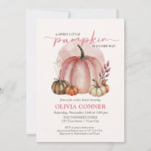 Sweet Little Pumpkin Herbst Pink Baby Dusche Einladung (Vorderseite)