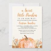 Sweet Little Pumpkin is on her Way, Baby Shower Einladung (Vorderseite)