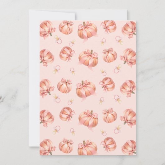 Sweet Little Pumpkin Pink Bow Girl Baby Dusche Einladung (Rückseite)