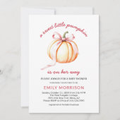Sweet Little Pumpkin Pink Bow Girl Baby Shower Einladung (Vorderseite)