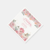 Sweet Little Pumpkin Pink Floral Fall Baby Shower Serviette (Ecke)