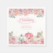 Sweet Little Pumpkin Pink Floral Fall Baby Shower Serviette (Vorderseite)