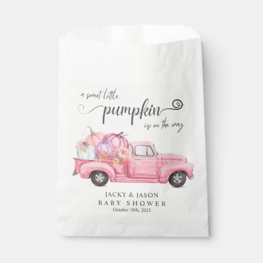 Sweet Little Pumpkin Pink Girl Baby Dusche Geschenktütchen (Vorderseite)