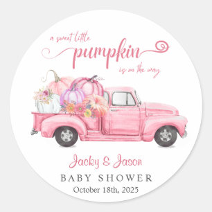 Sweet Little Pumpkin Pink Girl Baby Dusche Runder Aufkleber