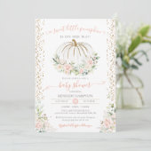 Sweet Little Pumpkin, Pink Herbst Kinderdusche Einladung (Stehend Vorderseite)