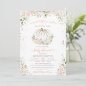 Sweet Little Pumpkin, Pink Herbst Kinderdusche Einladung (Stehend Vorderseite)