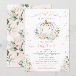 Sweet Little Pumpkin, Pink Herbst Kinderdusche Einladung